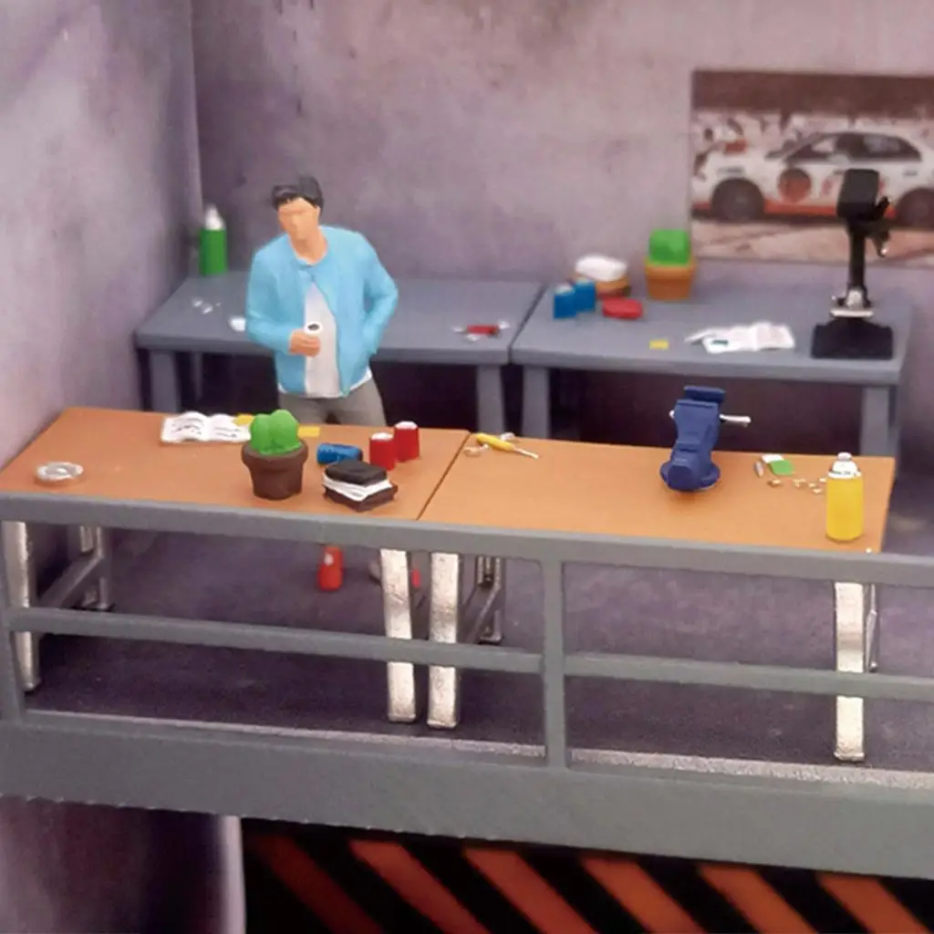

1/64 Tool Table Car Mechanic Repair Shop Repair Worker Scene Decor Landscape Toys S