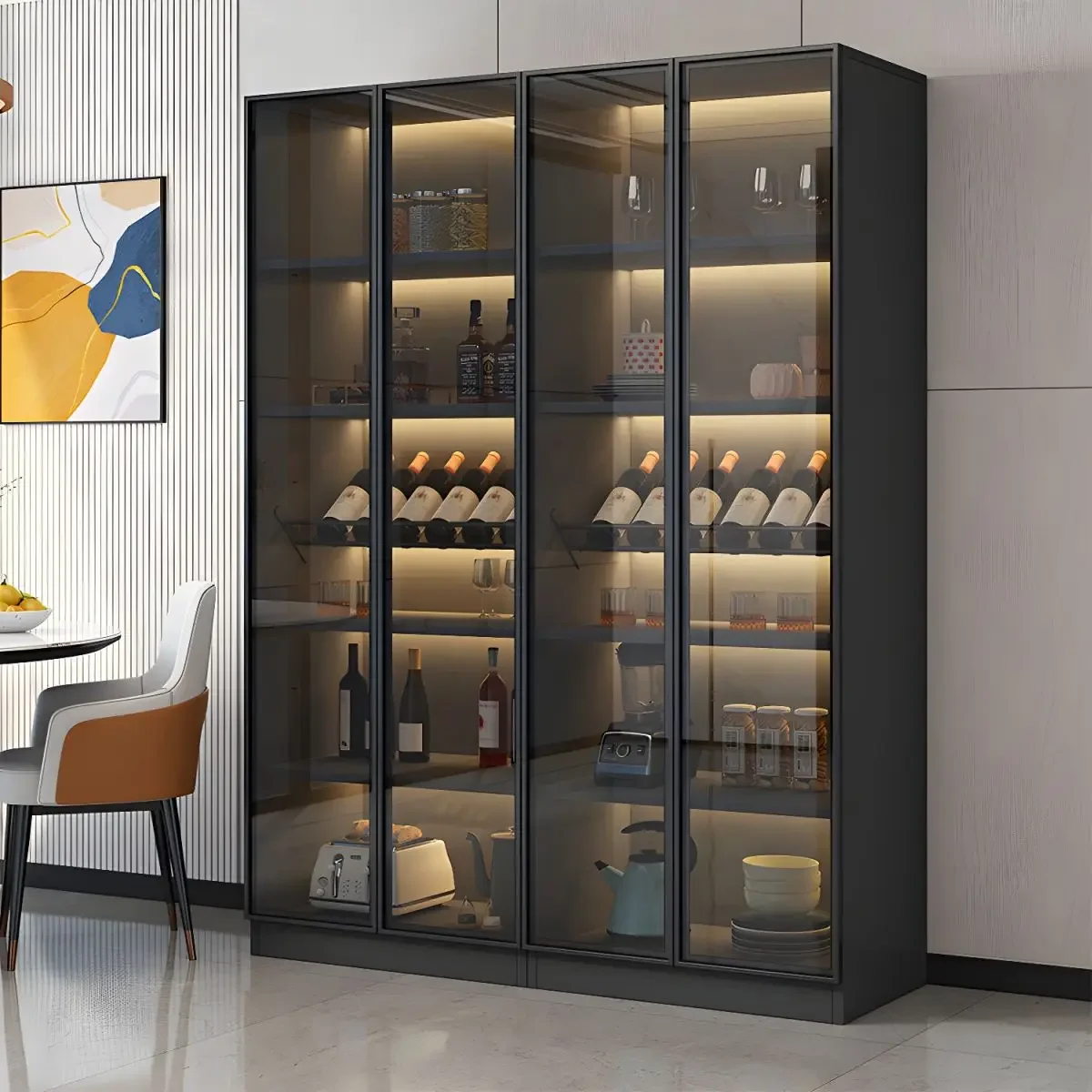 luxury furniture home living room customized wine bar cabinet glass display cabinets modern wine bar display cabinet