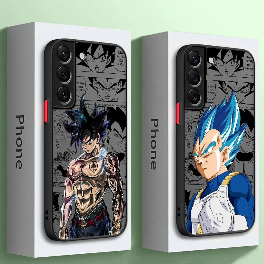 Case For Samsung Galaxy S23 Ultra S22 Plus S21 FE S20 Note 20 10 S10 Lite Phone Cover Matte Hard Funda Super Goku DBZ Anime