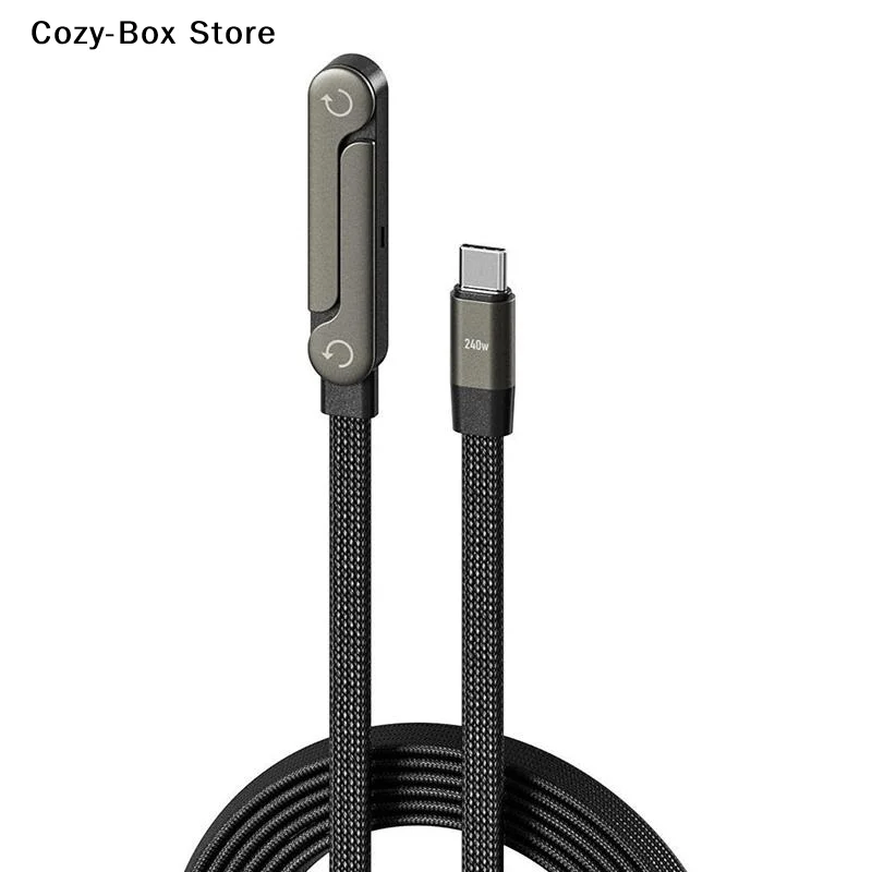 Foldable 240W Fast Charging Data Cable 2-IN-1 Type-C Cable Mobile Phone Holder Multifunction Game Phone Bracket Dual PD Cable