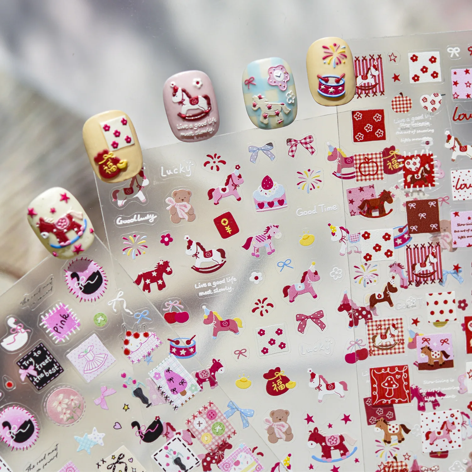 スイートスワンポニーネイルステッカー薄くて丈夫なネイルステッカー小さなアクセサリー DIY ネイルアートデコレーションマニキュアデカールギフト