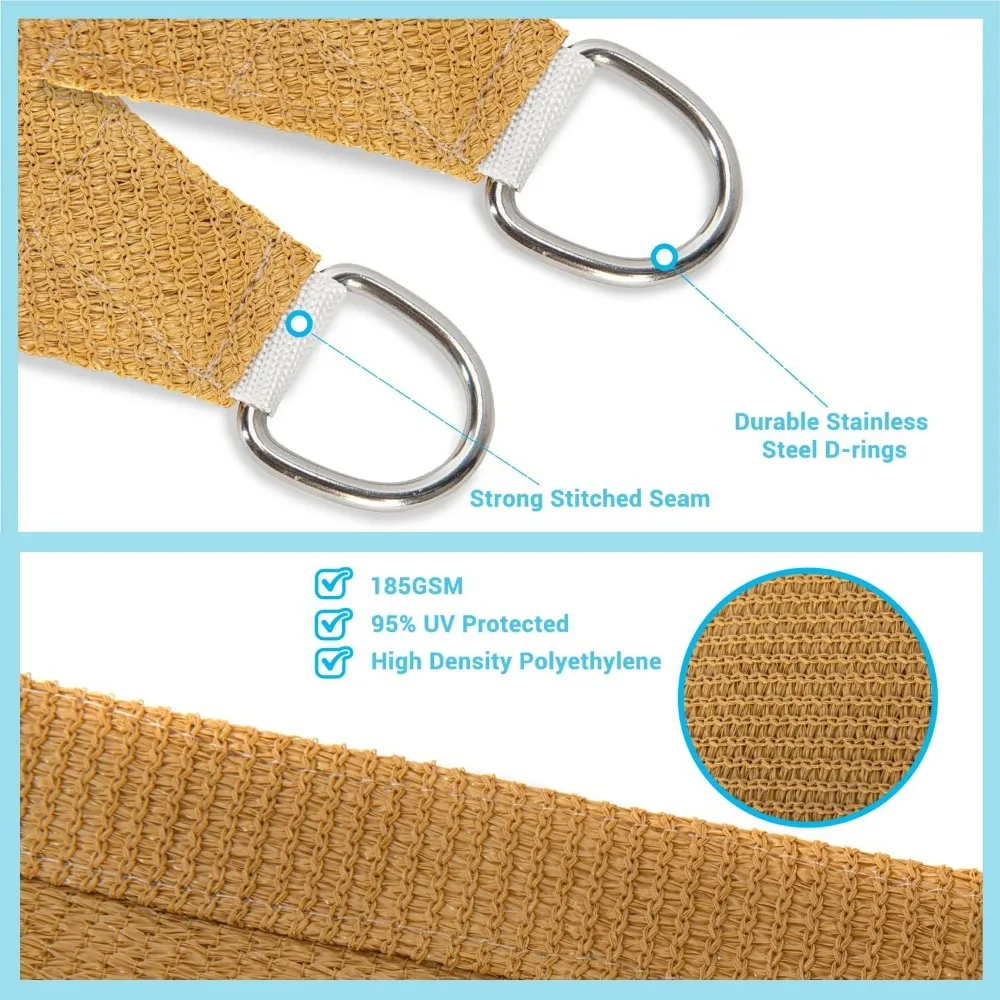 مظلة مستطيلة من الشمس مقاس 10 × 13 بوصة للأشعة فوق البنفسجية للاستخدام الخارجي في الفناء الخلفي والحديقة #3