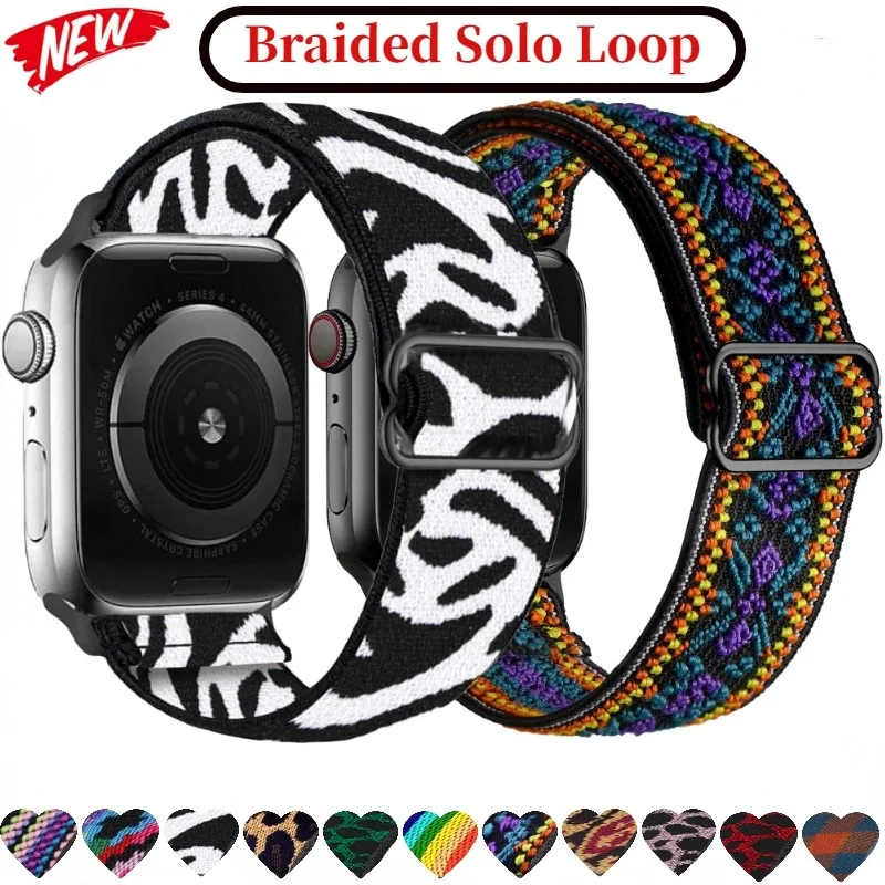 Geflochtene Schlaufe für Apple Watch Ultra1/2 49 mm 10, 9, 8, 7, 45/41 mm, 46/42 mm, verstellbares Nylon-Armband für iWatch 6 5 SE 44/40 mm