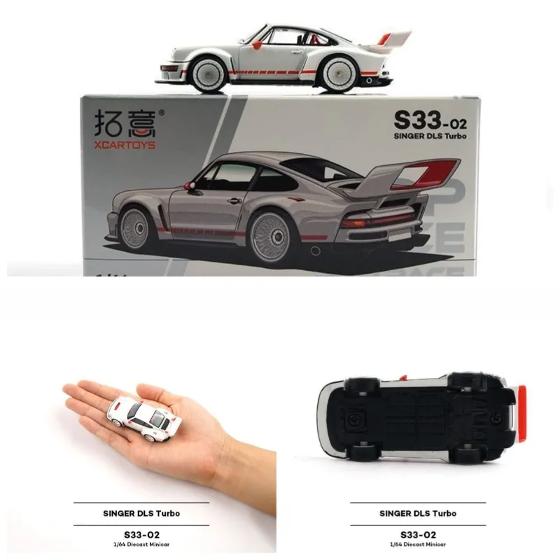 Xcartoys POPRACE 1/64 Porsche SINGER DLS Turbo White Diecast Collectible Model S33-02 For Hobbyists