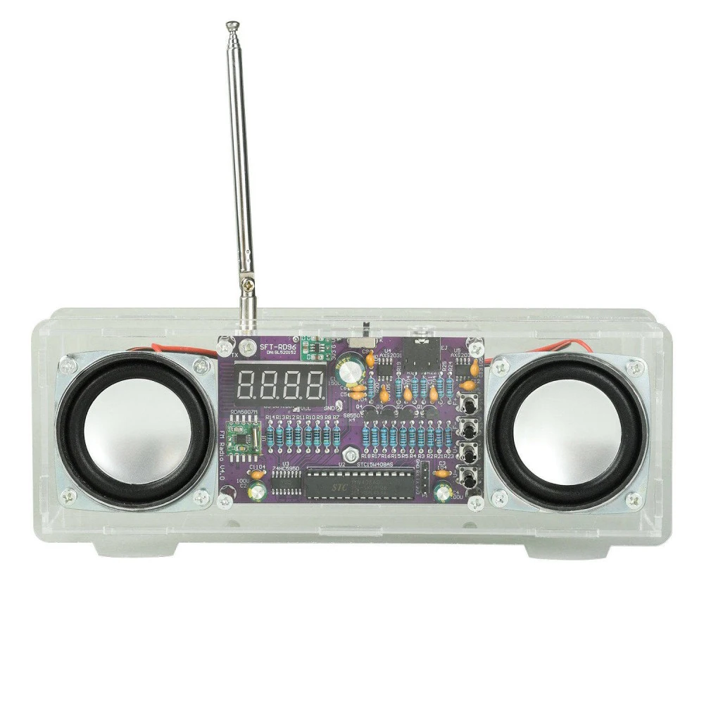 

87.5-108MHz FM Stereo Radio Electronic DIY Kit Dual Channel RDA5807M High Sensitivity Type-C Interface Blue LED Digital Display