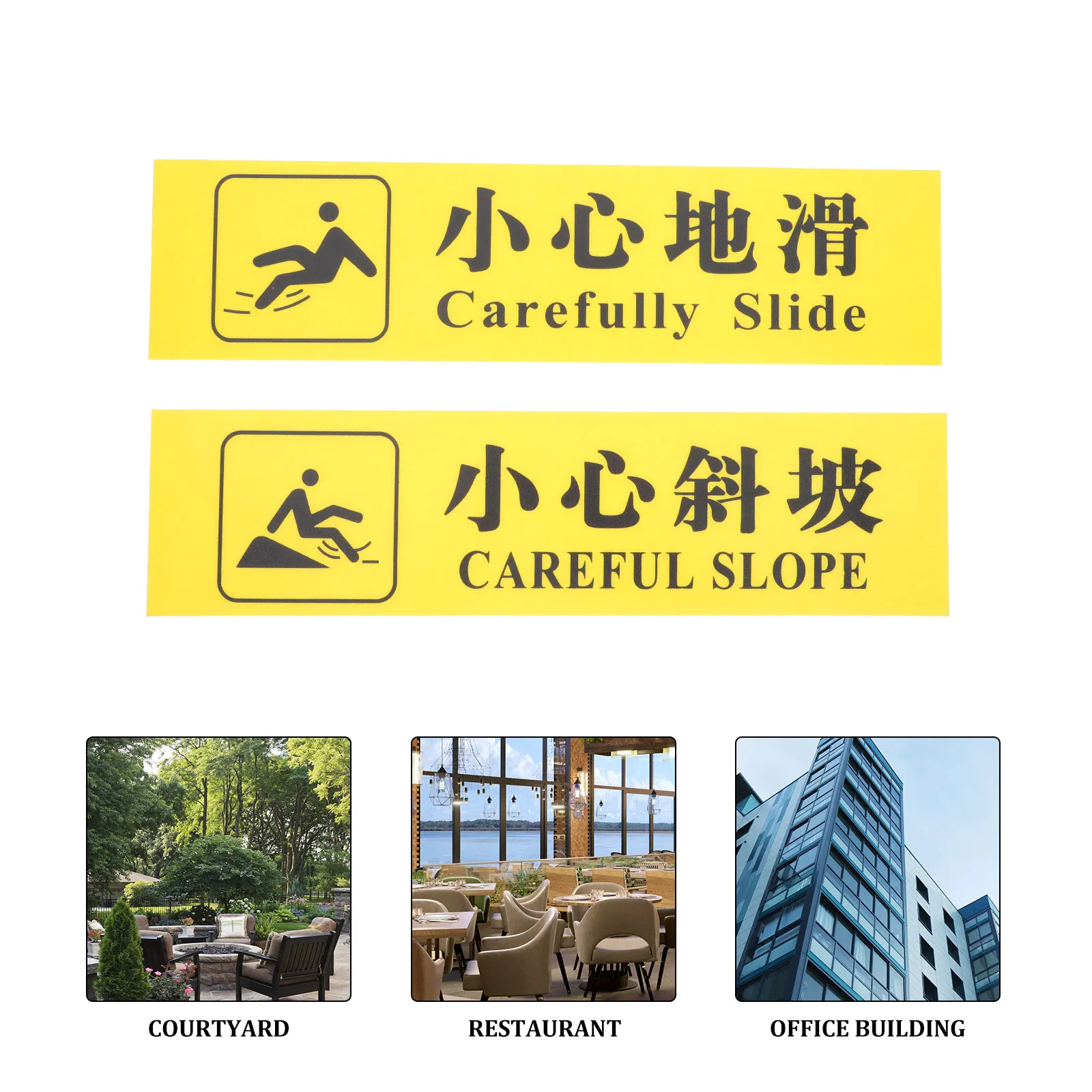 4 Pcs Logo Stickers Floor Sliding Tips Work Warning Decals Pvc Outdoors Sign for Public Place