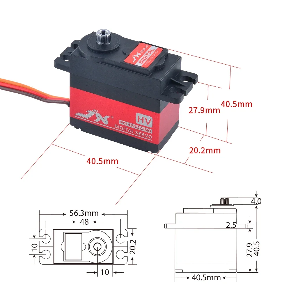 JX 23KG HV Servo PDI-HV6223MG 6-8.4V Metal Gear Middle CNC Digital Standard for 1/8 1/10 RC Car Robot Airplane Drone Aicraft Toy