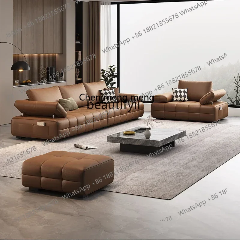 178CC Modern simple leather sofa light luxury first-layer cowhide sofa small apartment leather sofa