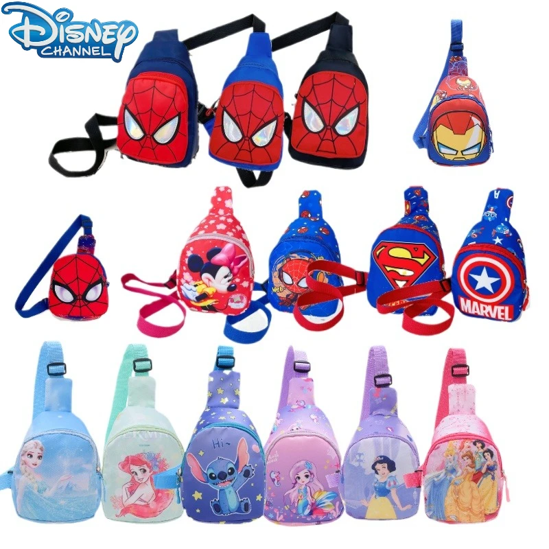 عالية الجودة ديزني أنيمي حقيبة صدر للرجال Kawaii الكرتون غرزة إلسا سبايدرمان أكياس تخزين صغيرة هدايا عيد ميلاد الاطفال حقيبة ظهر عادية