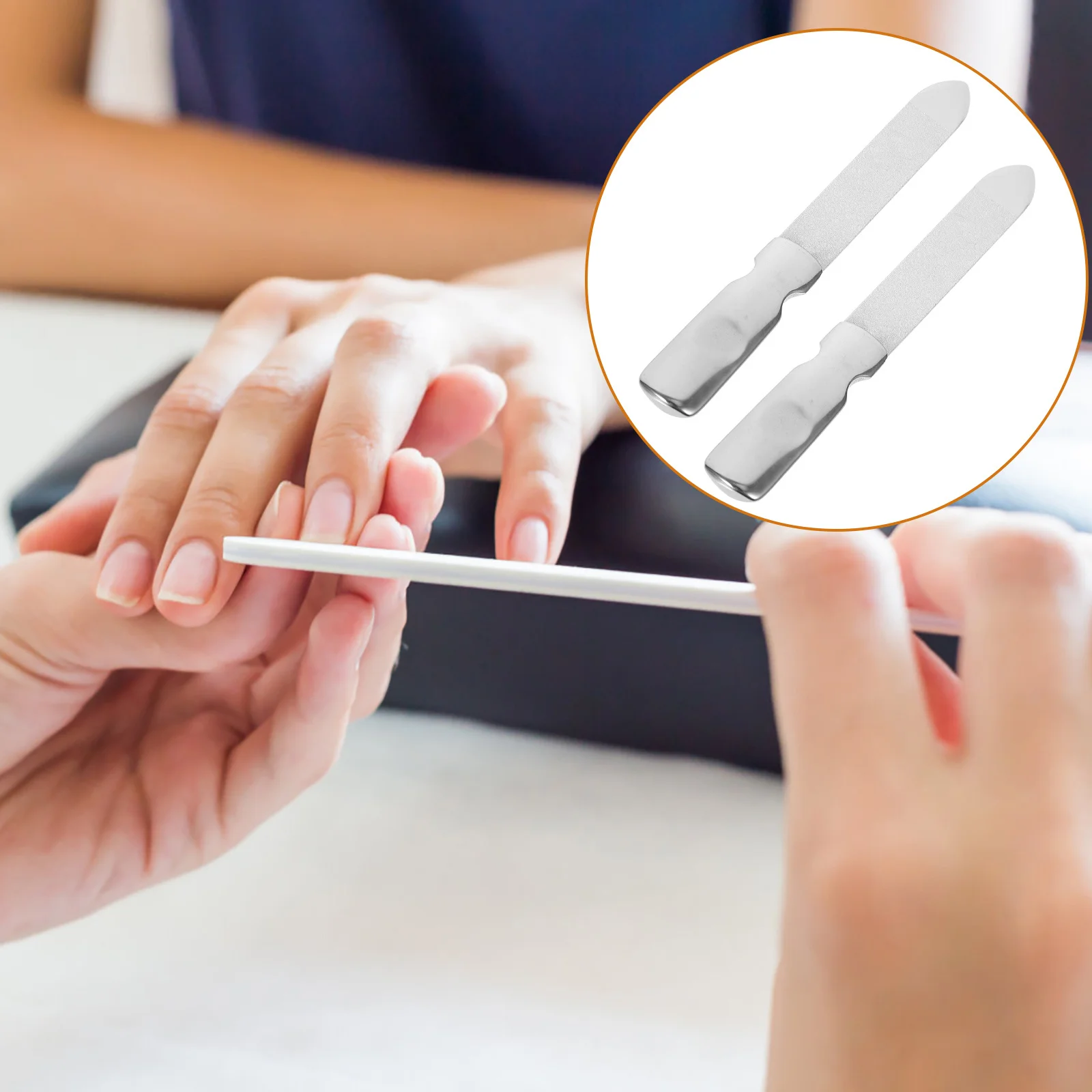 

2Pcs Premium Stainless Steel Nail Files for Professional Manicure and Pedicure Easy Carry Travel Compact Design