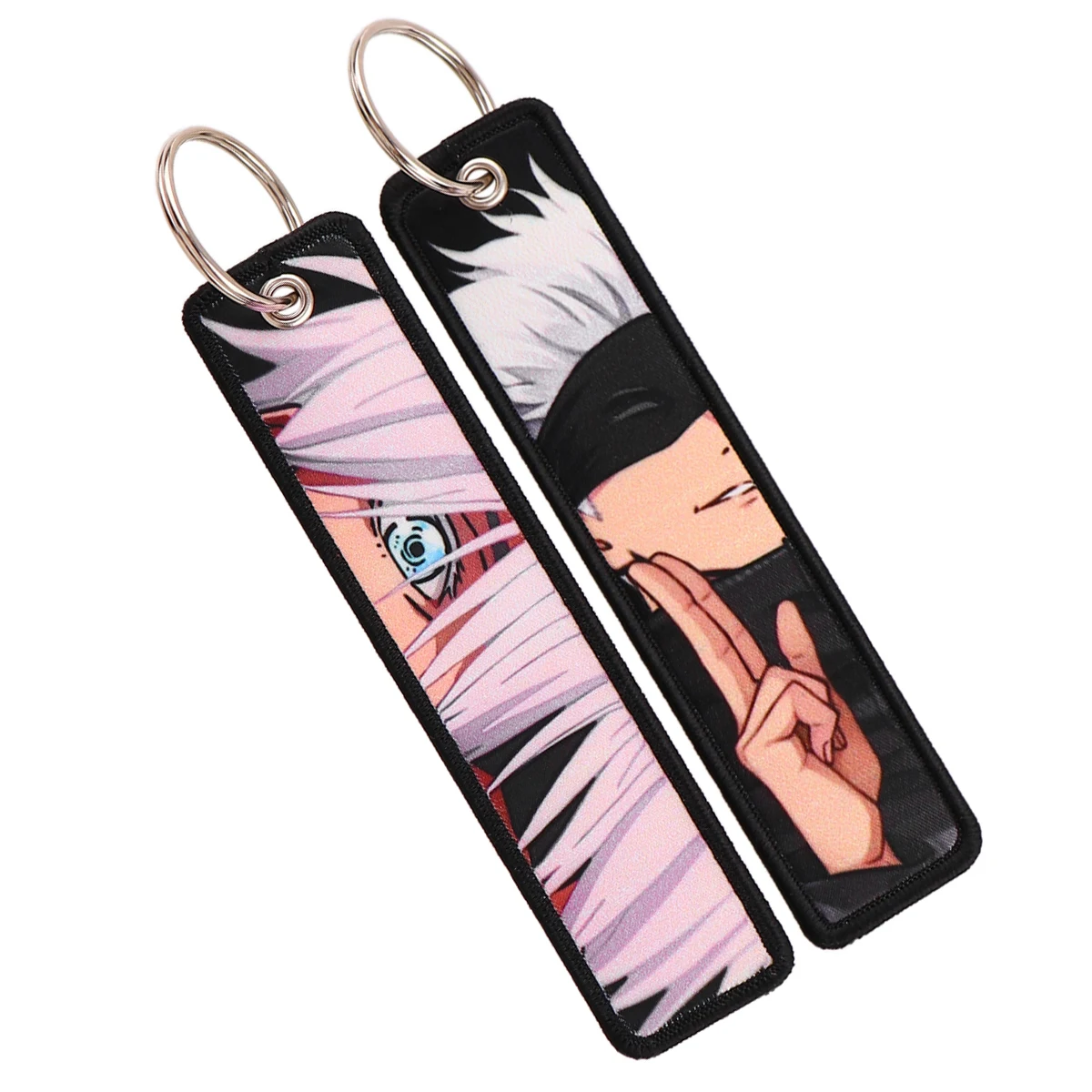 Anime Satoru Gojo Embroidery Key Fobs Japanese Manga Key Tag Key Chain Key Ring Accessories Backpack Chaveiro Key Holder Jewelry