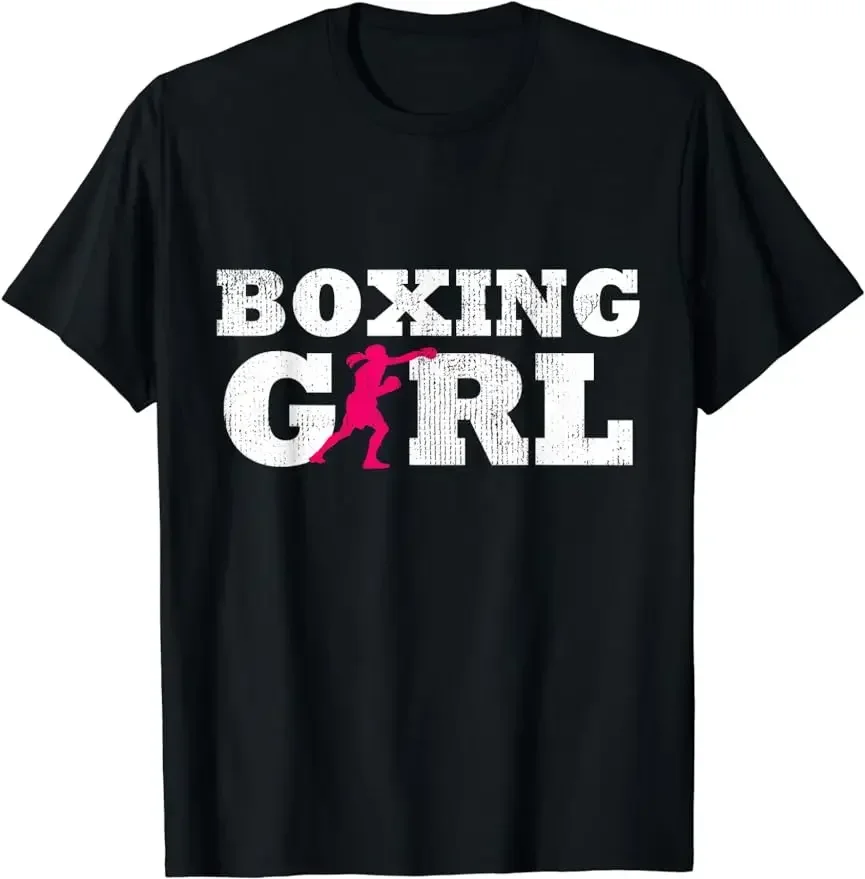 Boxing Girl Player Silhouette Sport Gift T-Shirt Unisex Style Shirts for Women Men Clothing Hip Hop Graphic Custom Printed Shirt