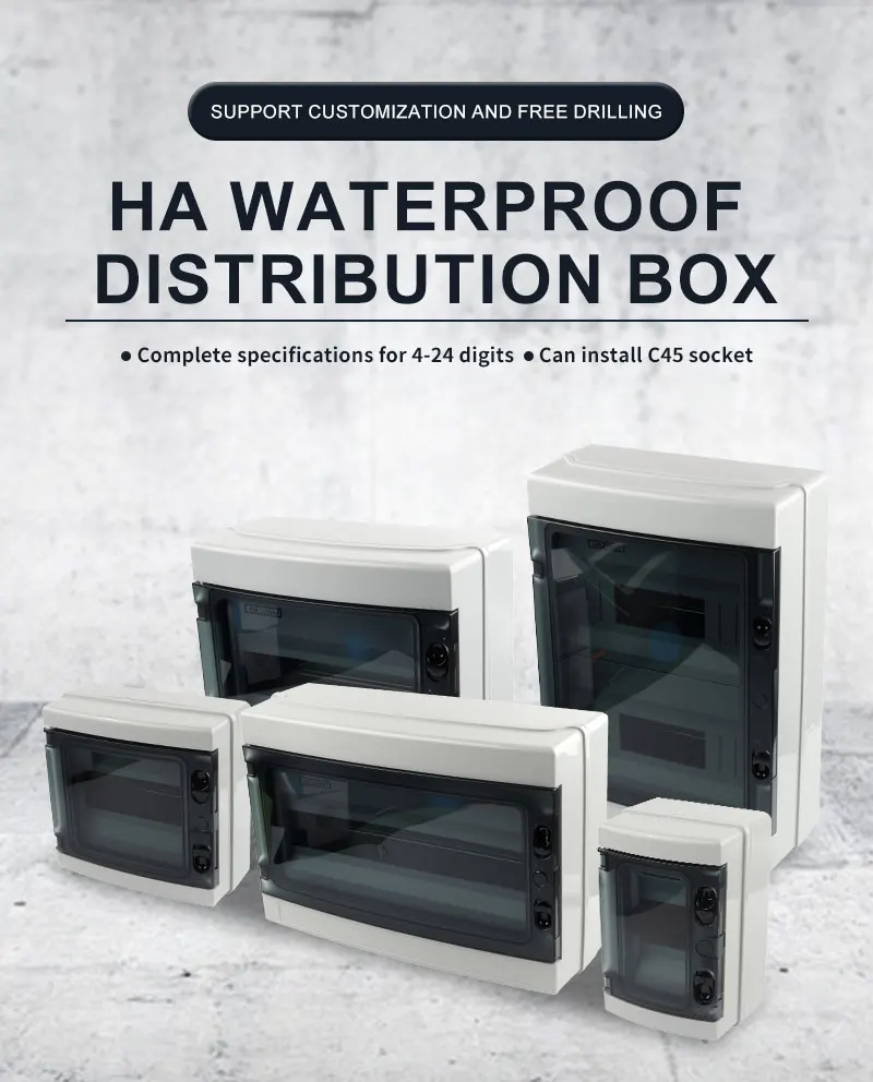 HA-Serie Wasserdichte Verteilerdose 4/8/12/18/24 Wege IP65 Outdoor-Anschlussdose ABS-Kunststoff Elektrisches Gehäuse Schaltkasten – Detail 1