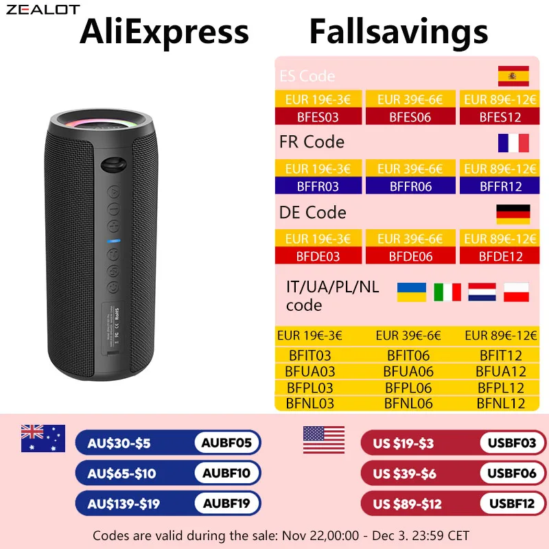 ZEALOT S51 Pro 40W Wireless Speakers, Outdoor Portable Subwoofer Speaker, Waterproof IPX 6,  Dual Pairing,5200mAh Battery.