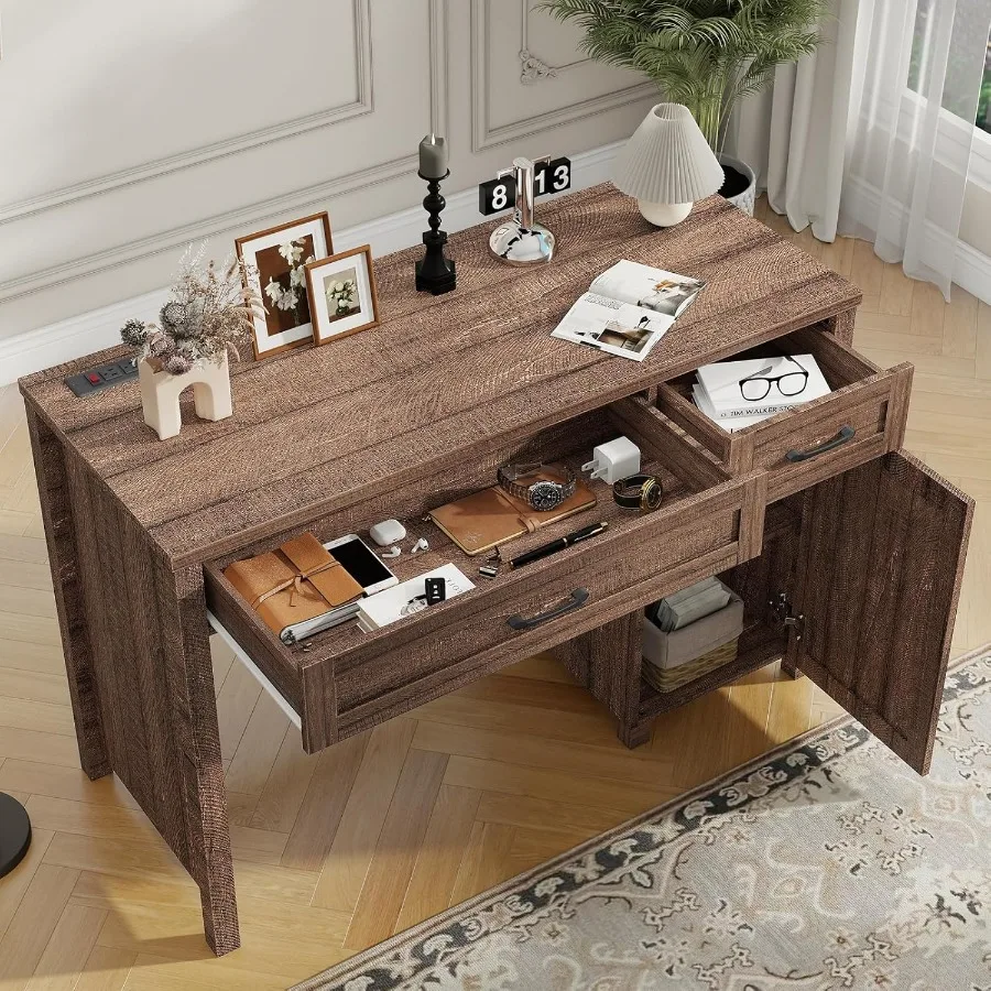 서랍과 수납 캐비닛이 있는 47인치 임원용 책상, 홈 오피스 및 학습용 워크스테이션, 레드B 색상의 모던 컴퓨터 책상