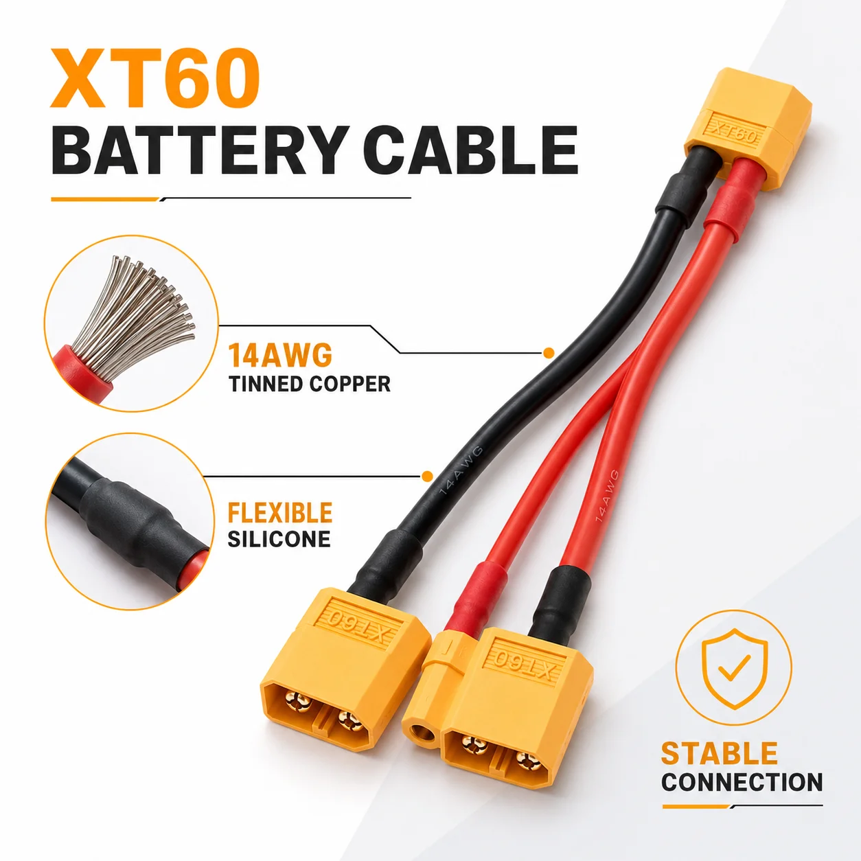 Drone Battery Connector - كابل تمديد XT60 متعدد الفتحات بطول