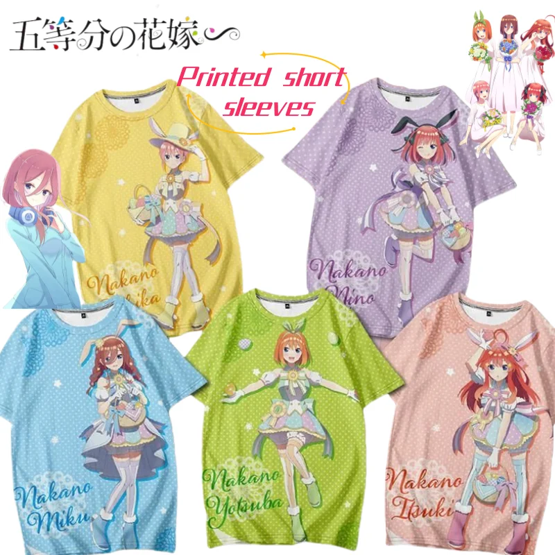 

The Quintessential Quintuplets Nakano Nino Anime Peripherals Two-Dimensional Cartoon Print Short Sleeve Breathable T-Shirt Gift