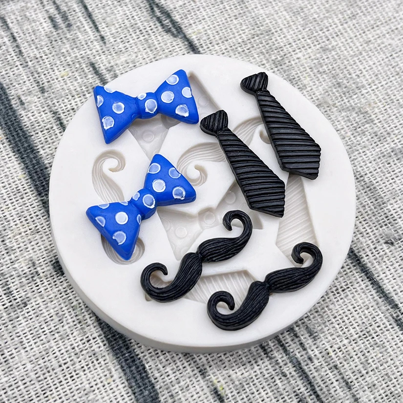 Moustache Bows Necktie Father's Day Silicone Sugarcraft Mold Chocolate Cupcake Baking Mold Fondant Cake Decorating Tools