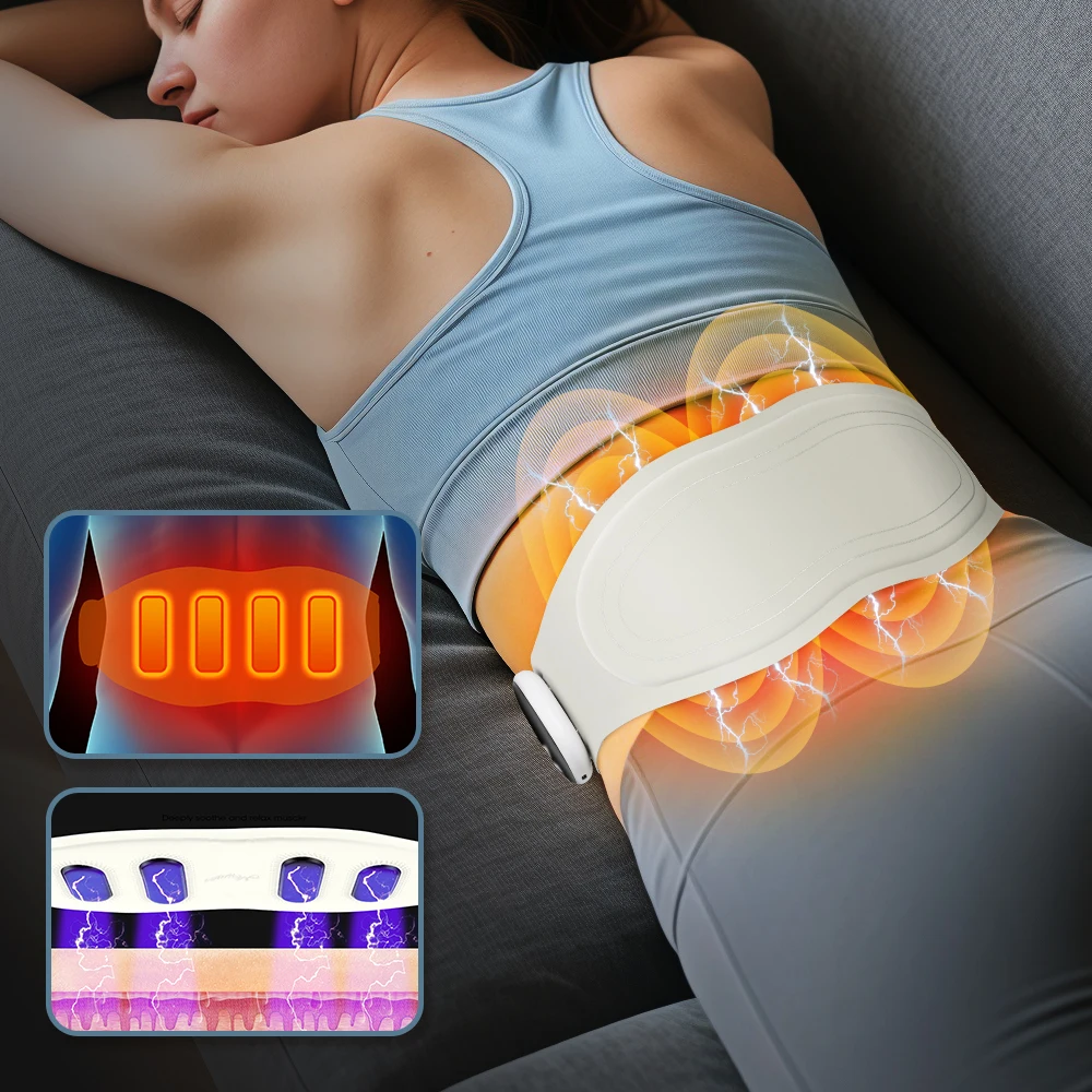 

Electric Waist Massager Heating Lumbar Massage Belt Vibration Hot Compress Abdominal Massager Heated Pad Muscle Relax Waist Belt