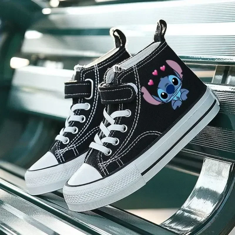 Lilo Stitch Children Disney Print Lovely Girl Casual Cartoon comfort Shoes High-top Sport Boys Kids Canvas Shoes Tennis Shoes