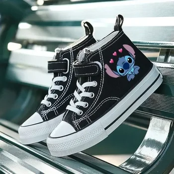Lilo stitch crianças disney impressão linda menina casual dos desenhos animados sapatos de conforto de alta qualidade esporte meninos crianças sapatos de lona tênis
