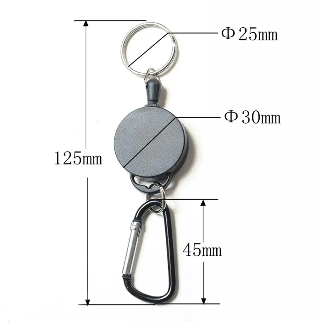 Durable Spring Gate Buckle Retractable Key Chain Carabiner Belt Clip Key Ring Tools for Fishing Backpacking