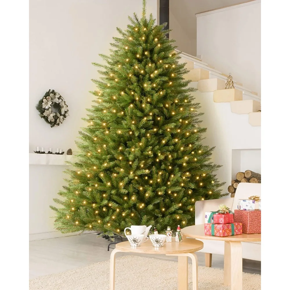 7.5FT Pre-lit Christmas Tree Premium Artificial Spruce Remote Control Multi-Color Lights, Full Fir Dual Color Xmas Tree Outdoor