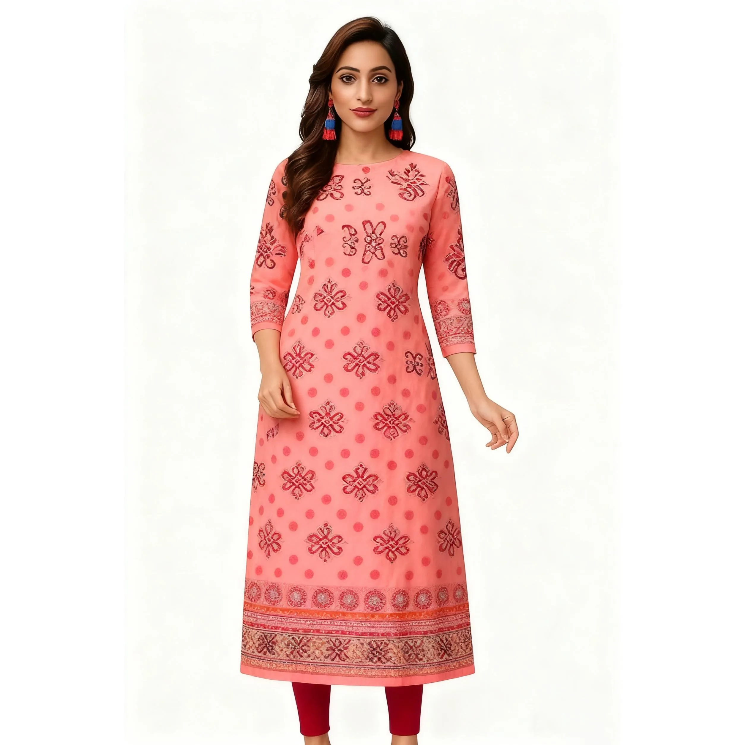 فستان مسلم كورت نسائي عصري وأنيق على الطراز الوطني أنبوب مستقيم غير رسمي بحاشية RSlit نمط زهور تنورة نوبل 2026 #2