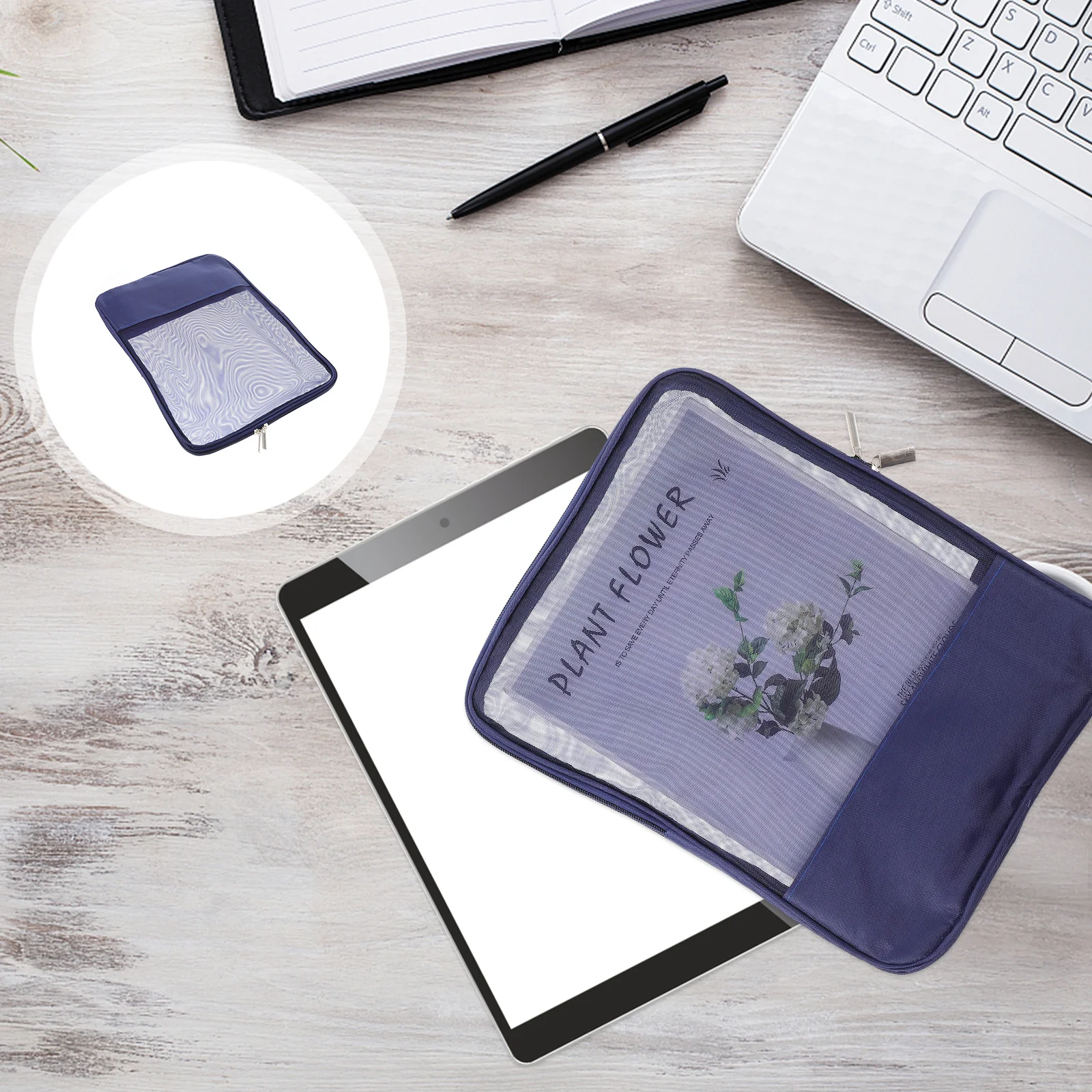 

2 Pcs Portable Document Storage Bag Documents Zipper Organizer Pouch Blue Folder