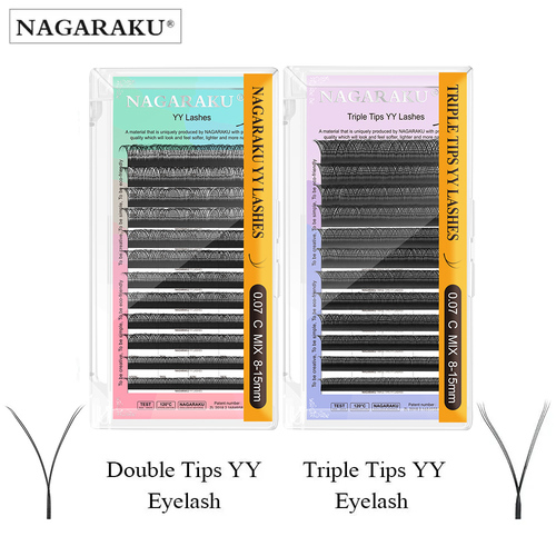 NAGARAKU YY Shape Double and Triple Tips Eyelash Extensions Hand Woven Premium Soft Natural Interlaced Makeup Mesh Net - View 1 NAGARAKU YY Shape Double and Triple Tips Eyelash Extensions Hand Woven Premium Soft Natural Interlaced Makeup Mesh Net - View 1