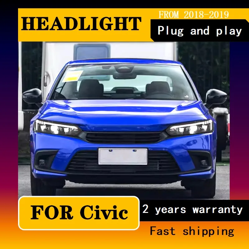 Car Styling for Honda Civic X Head Light 2021-2022 Honda Civic Headlights DRL Dynamic Turn Signal High Beam Projector Lens