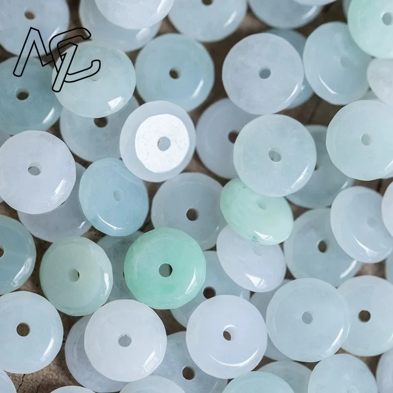 10pcs Natural Emerald White Jade Ping An Knot DIY Bracelet Necklace Charm Jadeite Jewellery Fashion Accessories Gift Women Men view 3