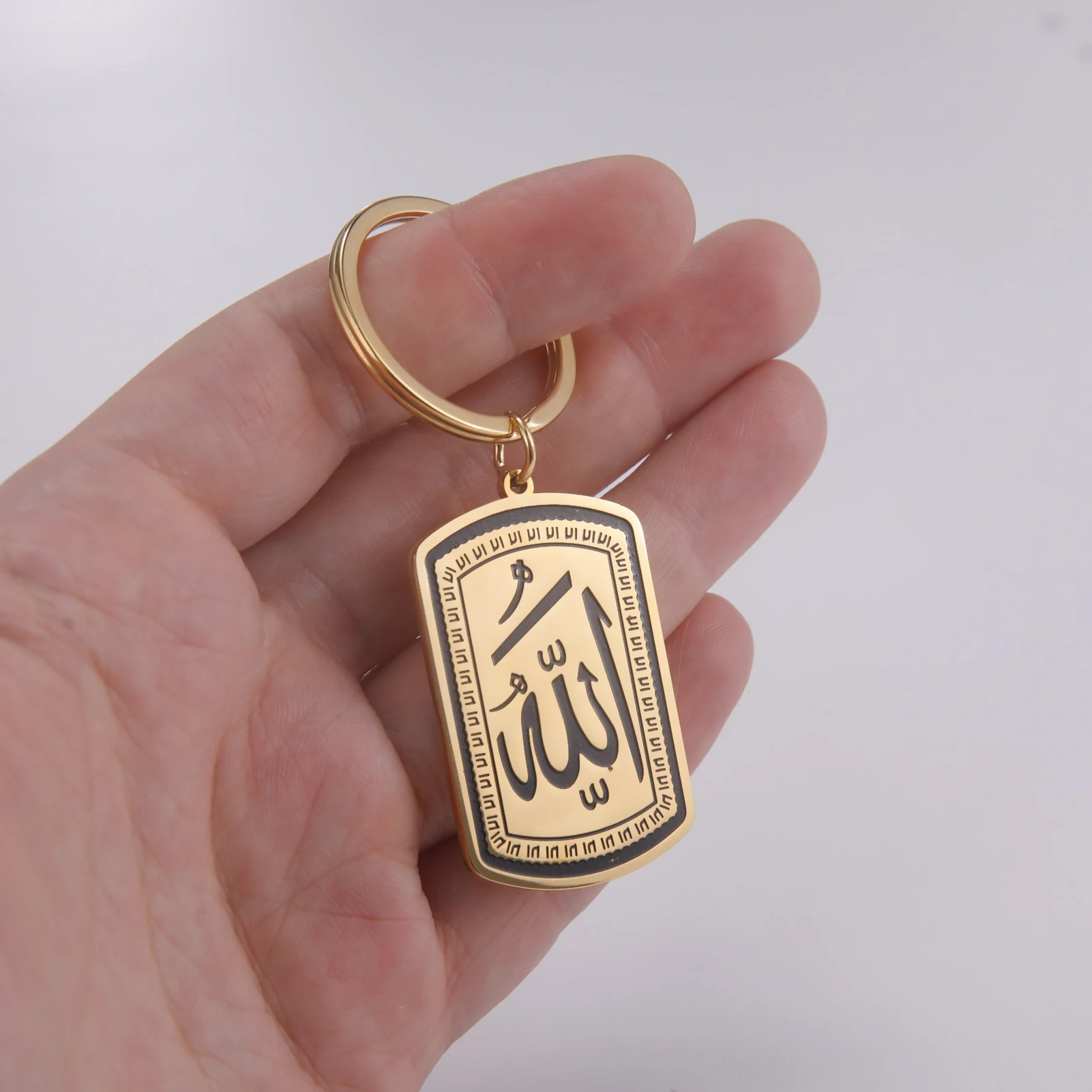 Vassago Vintage Islamic Rune Keychain Classic Arabic Art Muslim Stainless Steel Men's Amulet Jewelry Gift