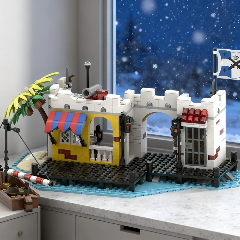 

583pcs MOC Lagoon Lock Up Remake Pirates I Model Building Blocks Construction Christmas Gifts Toy Creative DIY Idea Brick Kids