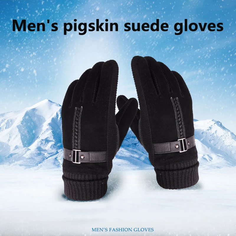 

1 Pair Men Gloves Thick Anti-pilling Winter Gloves Thermal Men Winter Gloves Touch Screen Outdoor Cycling Cold Protection