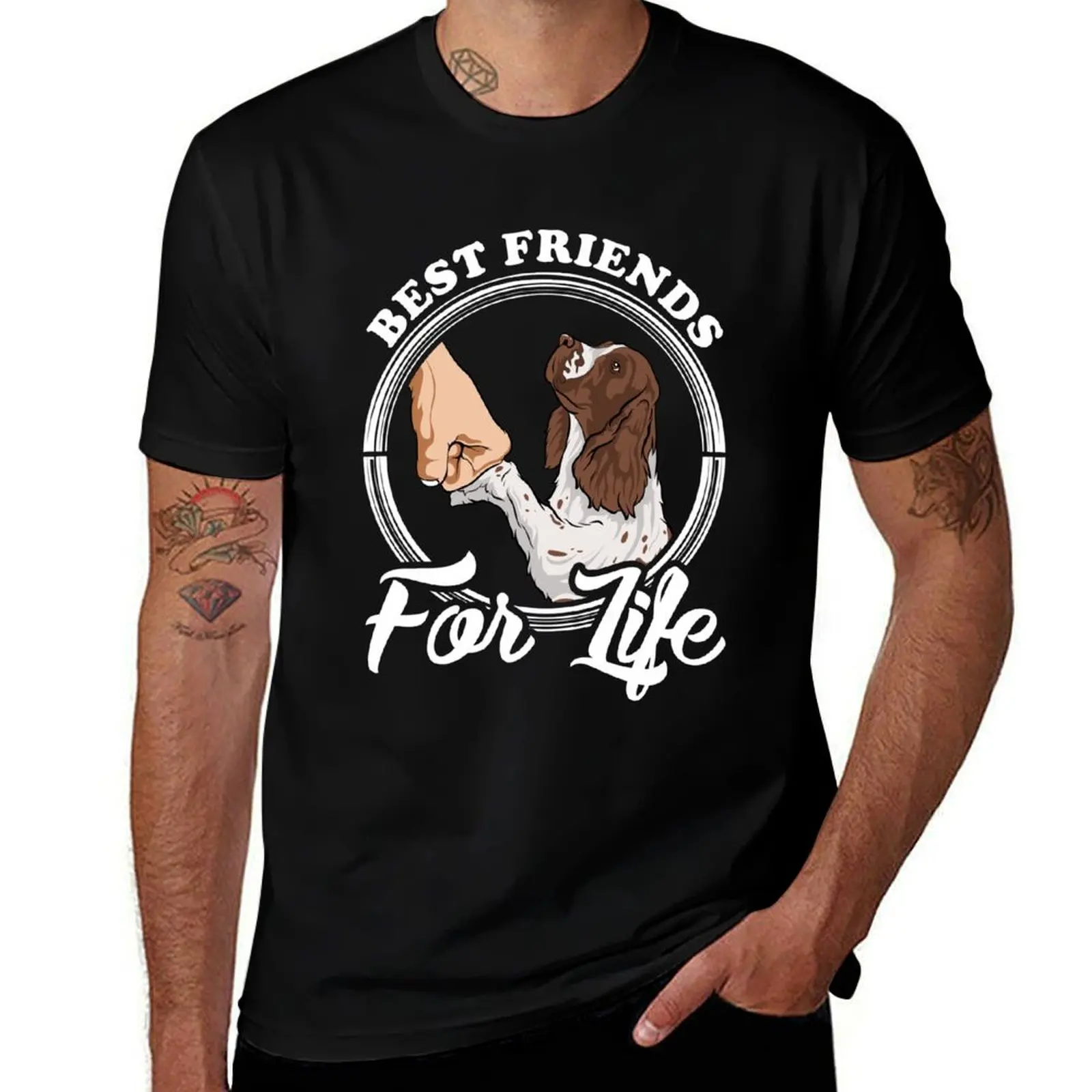 English Springer Spaniel Lover Design Best Friends For Life T-Shirt Big and Tall Gym T-Shirt