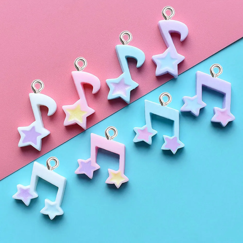 10Pcs Kawaii Star Musical Note Resin Charms DIY Handmade Earring Necklaces Jewelry Making Accessory Garment Bag Keychain Pendant