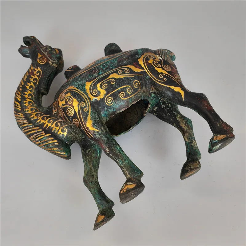 Bronze Ware Decoration Wrong Silver Head Up Xiao Tian Camel Ancient Crafts Antique Distressed Collection Museum