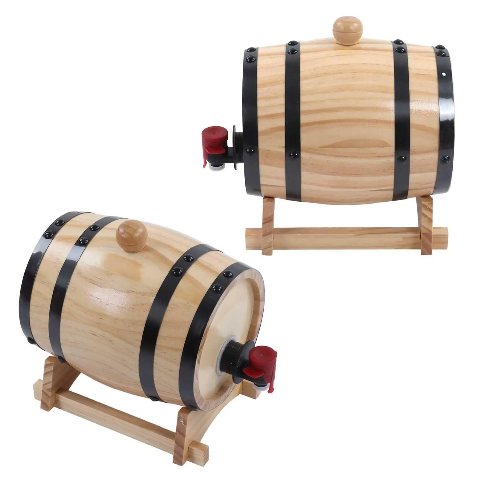 Pine Wine Barrel Dispenser Bucket with Stand for tequila Whiskey BBQ Shop