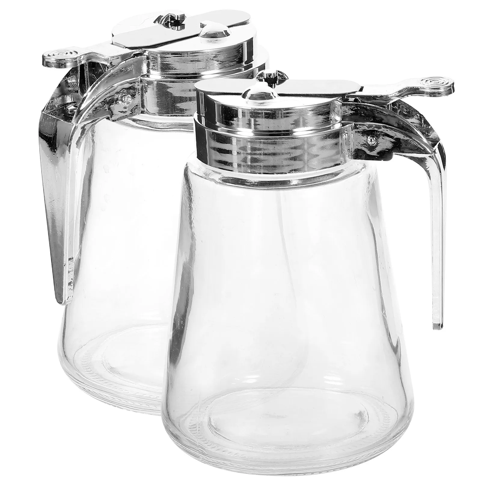 2Pcs Premium Glass Sugar Dispenser Multi-Functional Condiment Dispenser for Syrup Creamer Dressing Sauce Vinegar Honey Oil