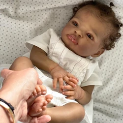 45cm Handmade Lanny Bebe Reborn 3D Painted Black Skin Lifelike Real Newborn Baby Dolls muñecas reborn reales para niñas