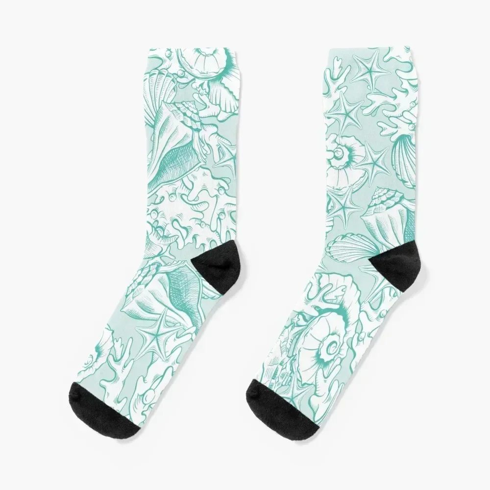 

Blue Sea Shells and Corals Socks ankle snow Socks Men's Women's