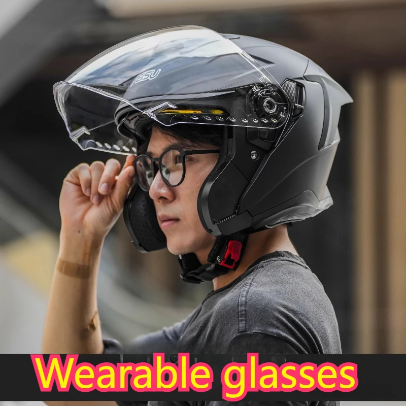 Motorcycle Dual Lens Half Helmet S-XXXL Helmet Winter Windproof Electric Vehicle Helmet Big Head Circumference Cascos Para Moto