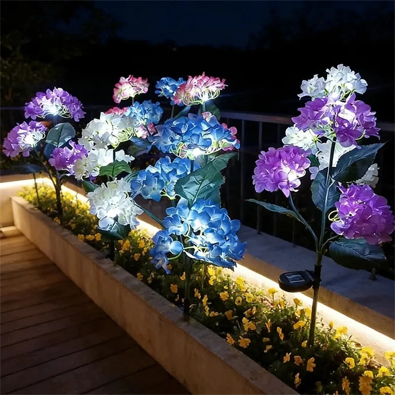 

Hydrangea Flower Ground Light Garden Solar Lawn Lamp Fence Camping Wedding Party Holiday House Outdoor Patio Decoration