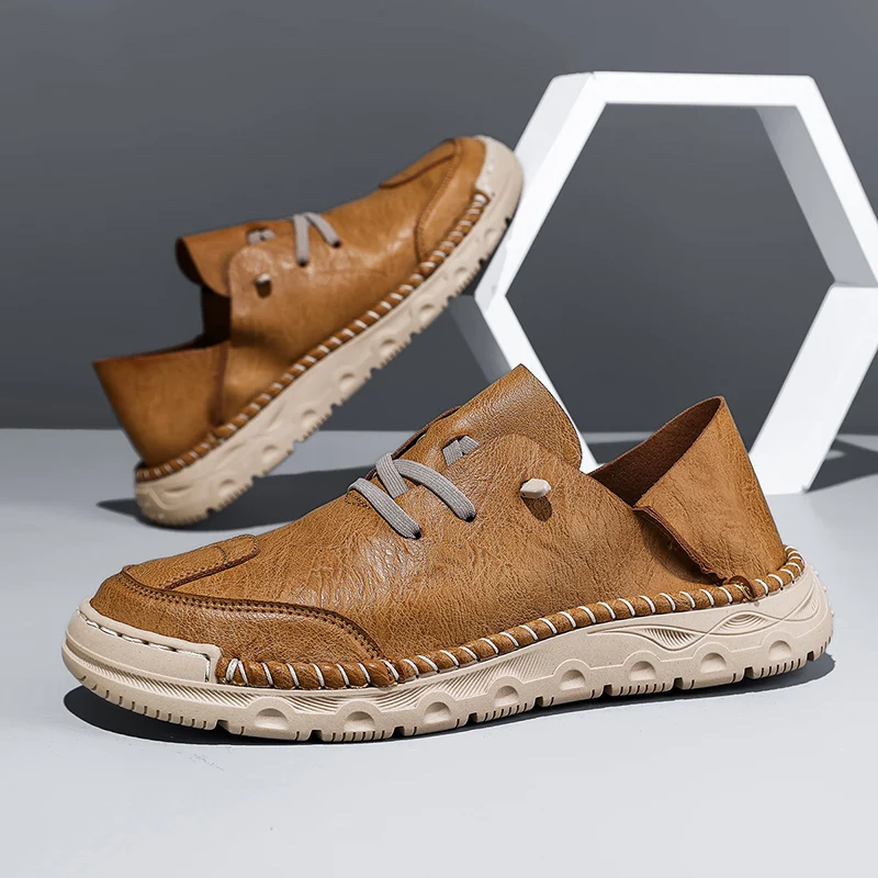 

Мужская повседневная обувь в стиле ретро, две пары на одну пару тапочек для ленивых дней, летняя уличная мужская обувь в корейском стиле сшитая вручную