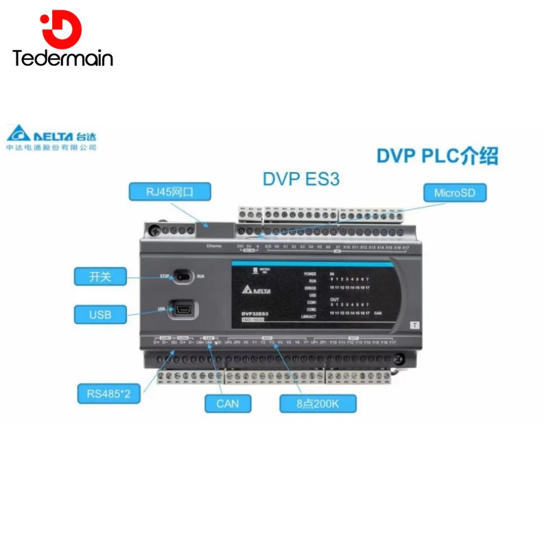 Brand new Delta ES3 Series PlC Built-in Ethernet interface CANopen DVP32ES300R DVP32ES311T DVP48ES300T DVP64ES300R DVP80ES300T