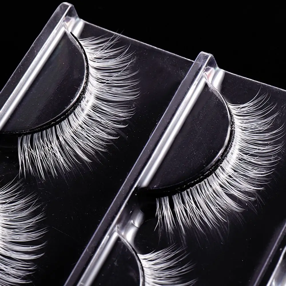 3 Pairs Dramatic White False Eyelashes Natural Thick Fluffy Faux Mink Eyelashes Full Strip long Cosplay Eyelashes