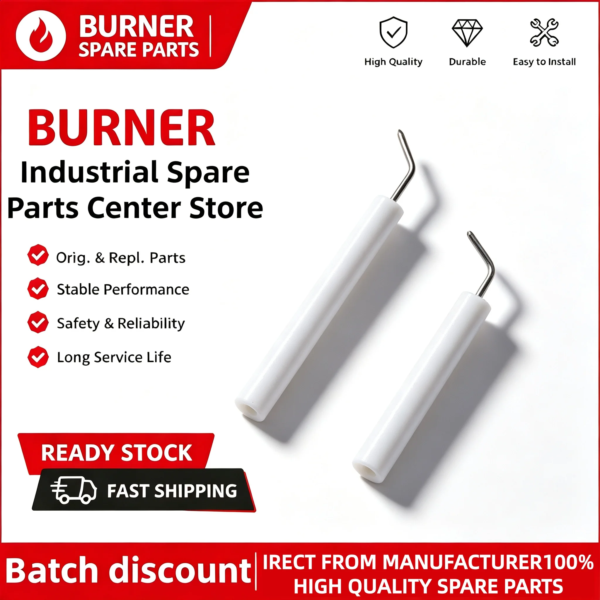 Ceramic Ignition Electrode Rod Fit RL50 RL70 RL100 RL130 RL190 PRESS1G 2G 3G 4G Oil Burner