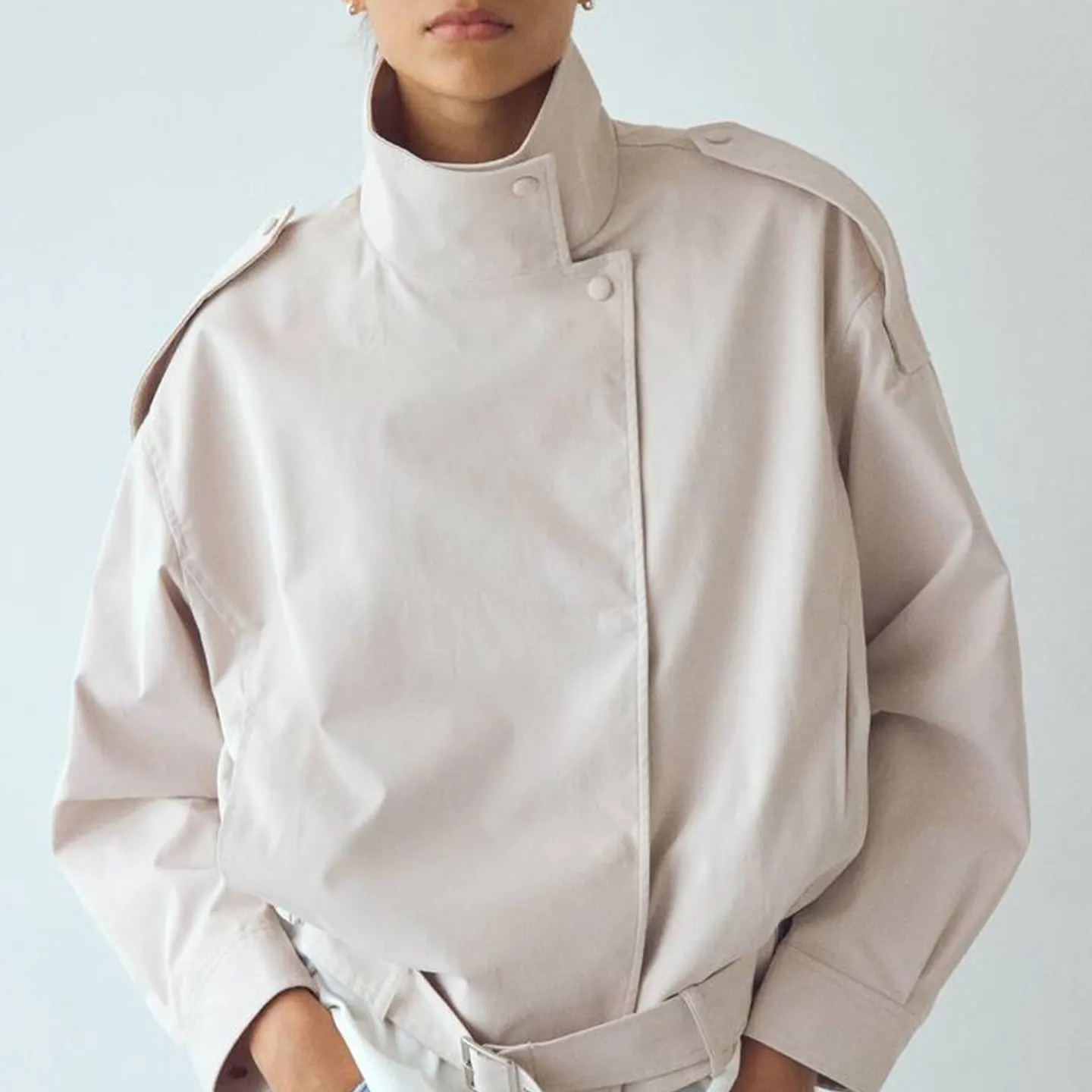 Loose Long Sleeve High Collar Jacket Women's Casual Style Coat Belted Summer Fashion Outerwear ZADATA Brand 2026 New Arrival