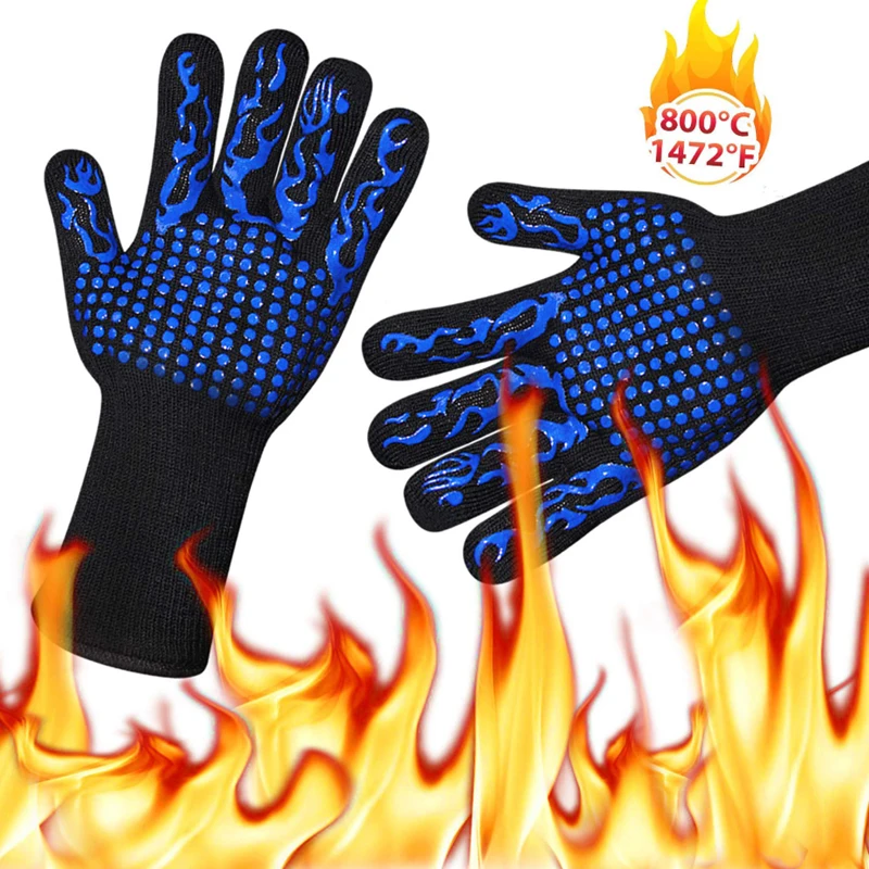 BBQ Gloves High Temperature Resistance Oven Mitts 500 800 Degrees Fireproof Barbecue Heat Insulation Microwave Oven Gloves